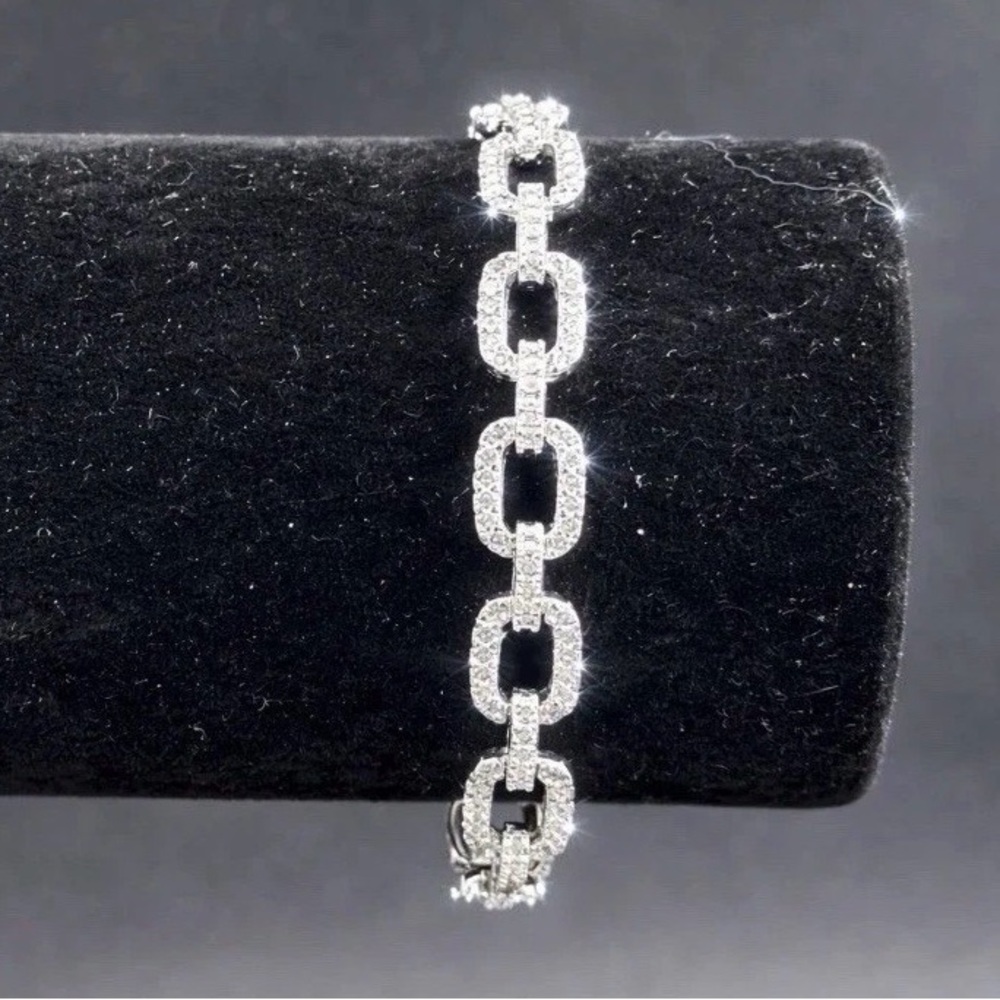 Sterling Silver 925 Moissanite Tennis Bracelet Oval Link
